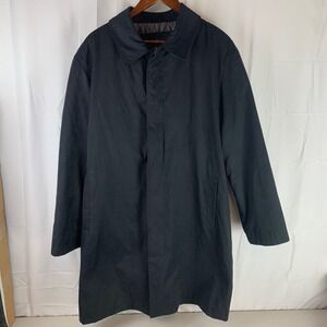 Paul Berman Car Coat Men Large Black Hidden Button Placket Trench Jacket